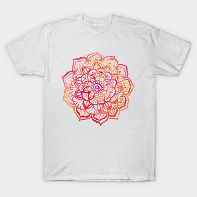 Watercolor Medallion in Sunset Colors T-Shirt by micklyn